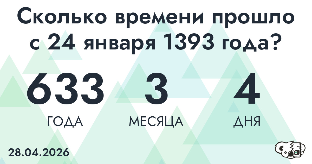 Сколько времени прошло с 24 января 1393 года