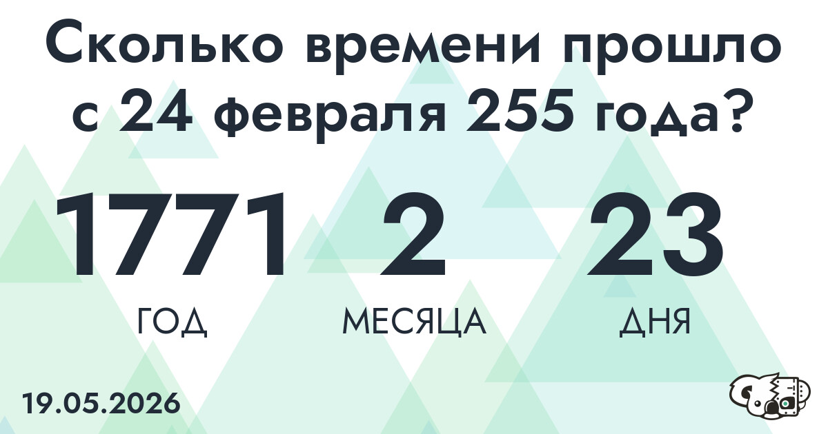 Сколько времени прошло с 24 февраля 255 года