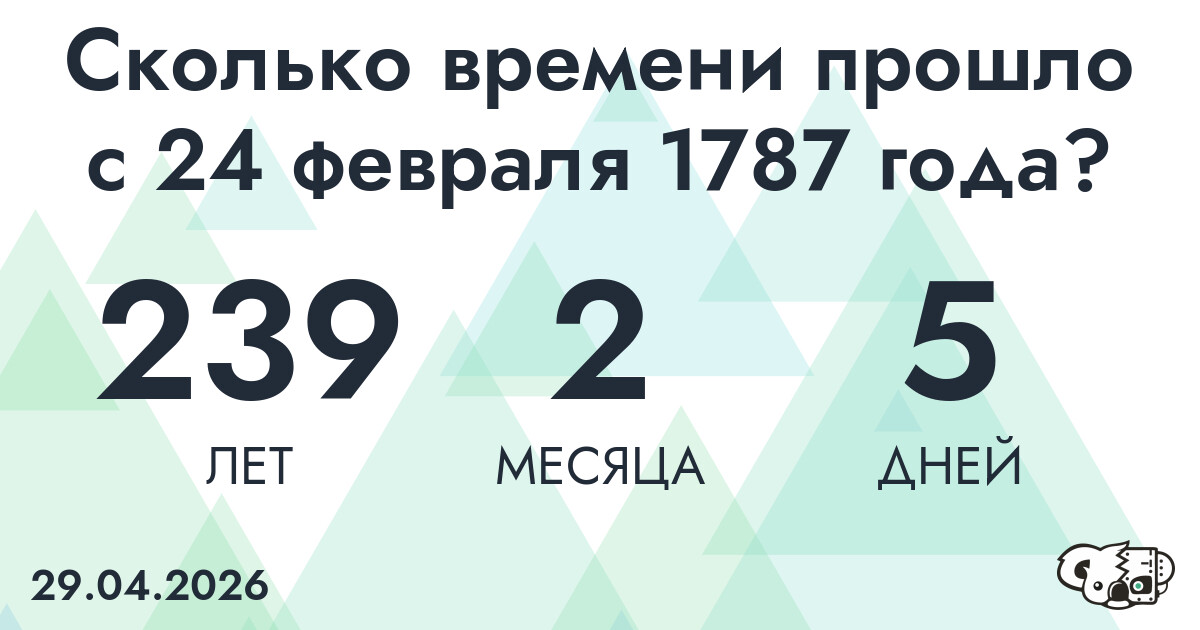 Сколько времени прошло с 24 февраля 1787 года