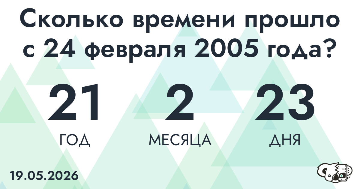 Сколько времени прошло с 24 февраля 2005 года