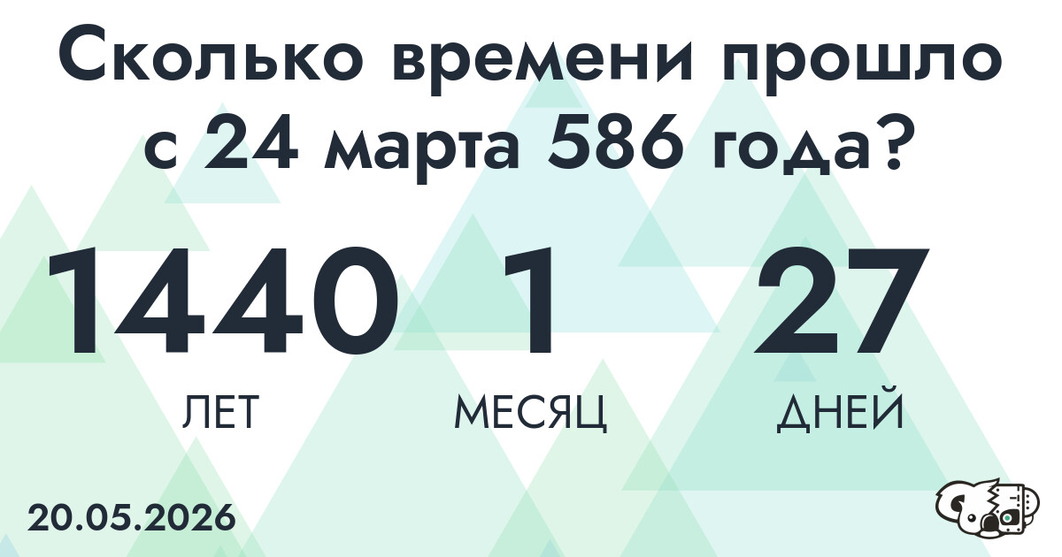 Сколько времени прошло с 24 марта 586 года