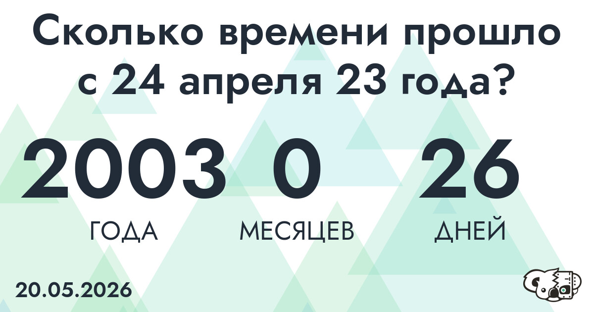Сколько времени прошло с 24 апреля 23 года