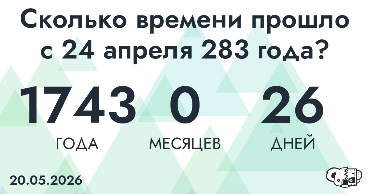 Сколько времени прошло с 24 апреля 283 года