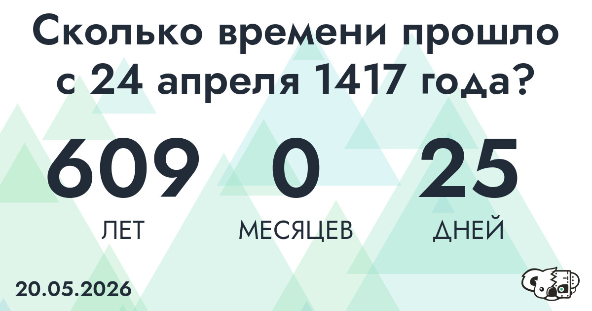 Сколько времени прошло с 24 апреля 1417 года