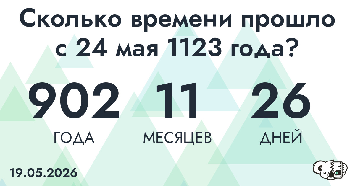 Сколько времени прошло с 24 мая 1123 года