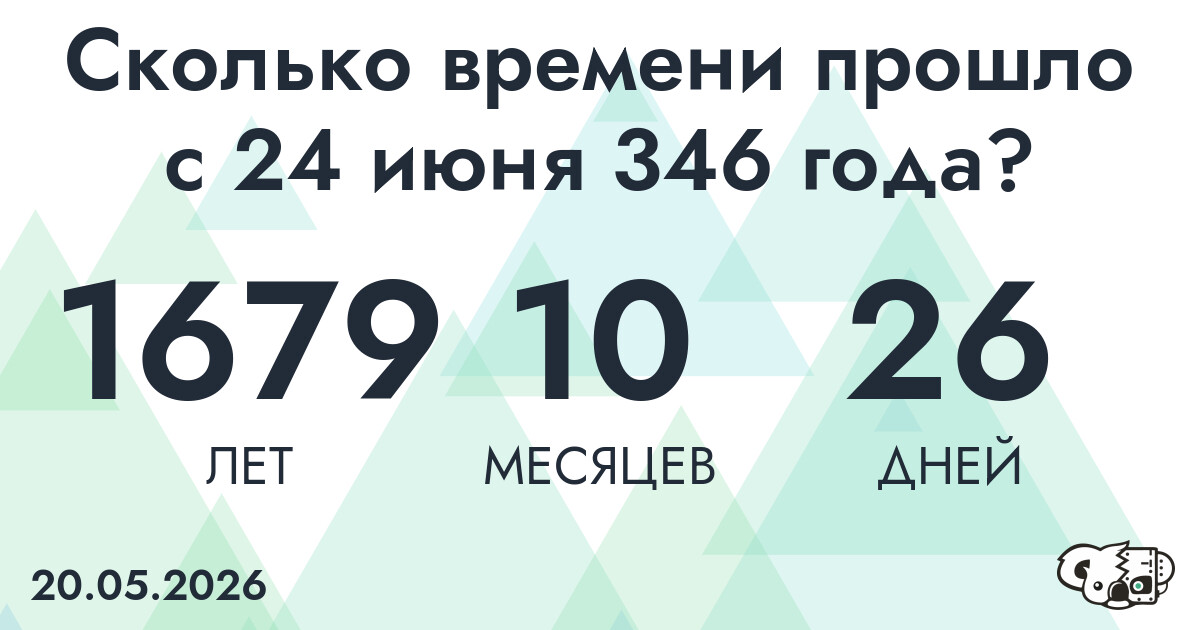 Сколько времени прошло с 24 июня 346 года