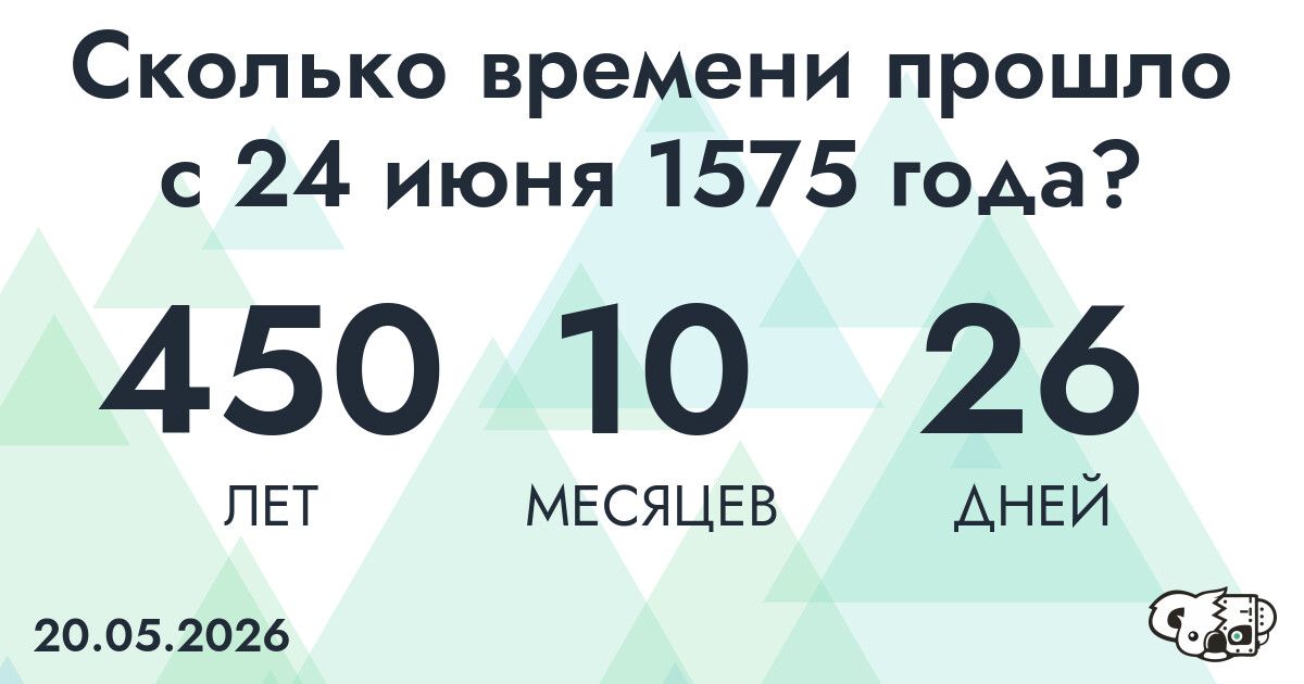Сколько времени прошло с 24 июня 1575 года