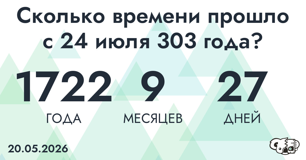 Сколько времени прошло с 24 июля 303 года