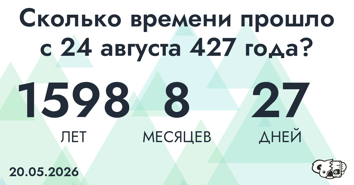 Сколько времени прошло с 24 августа 427 года