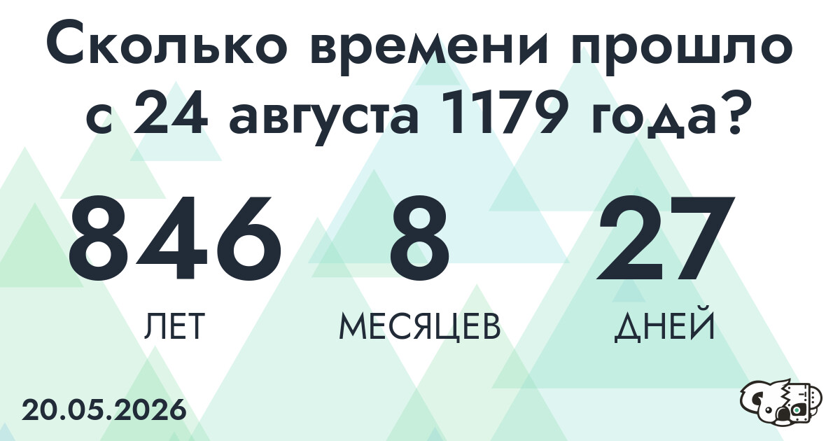 Сколько времени прошло с 24 августа 1179 года