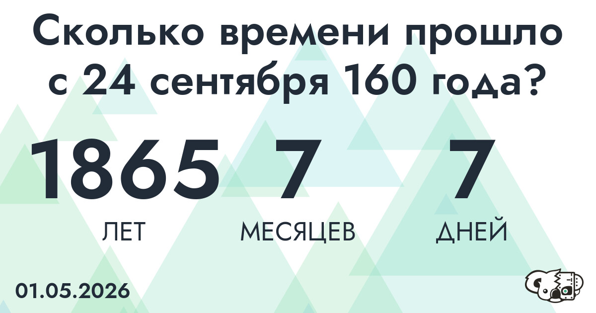 Сколько времени прошло с 24 сентября 160 года