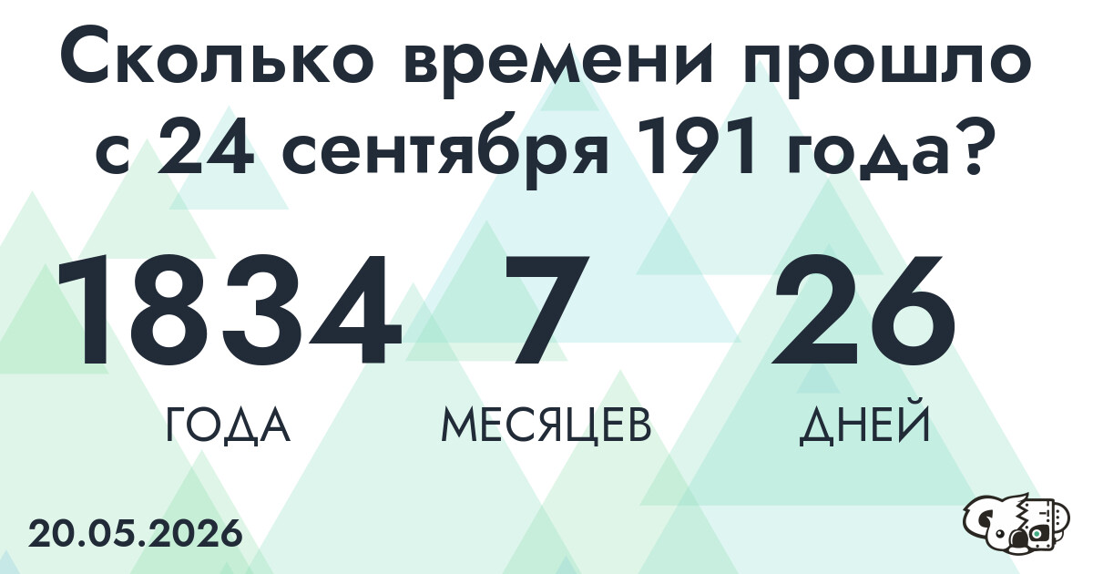Сколько времени прошло с 24 сентября 191 года