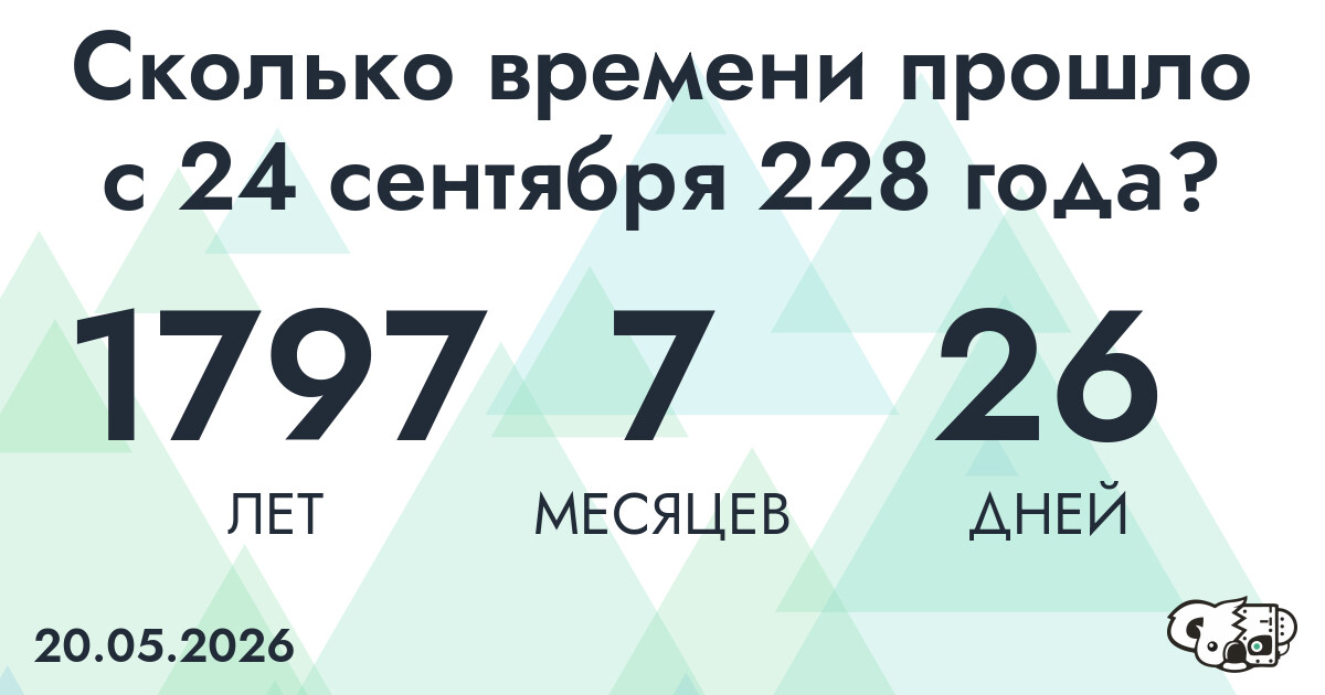 Сколько времени прошло с 24 сентября 228 года