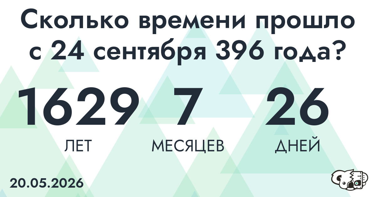 Сколько времени прошло с 24 сентября 396 года