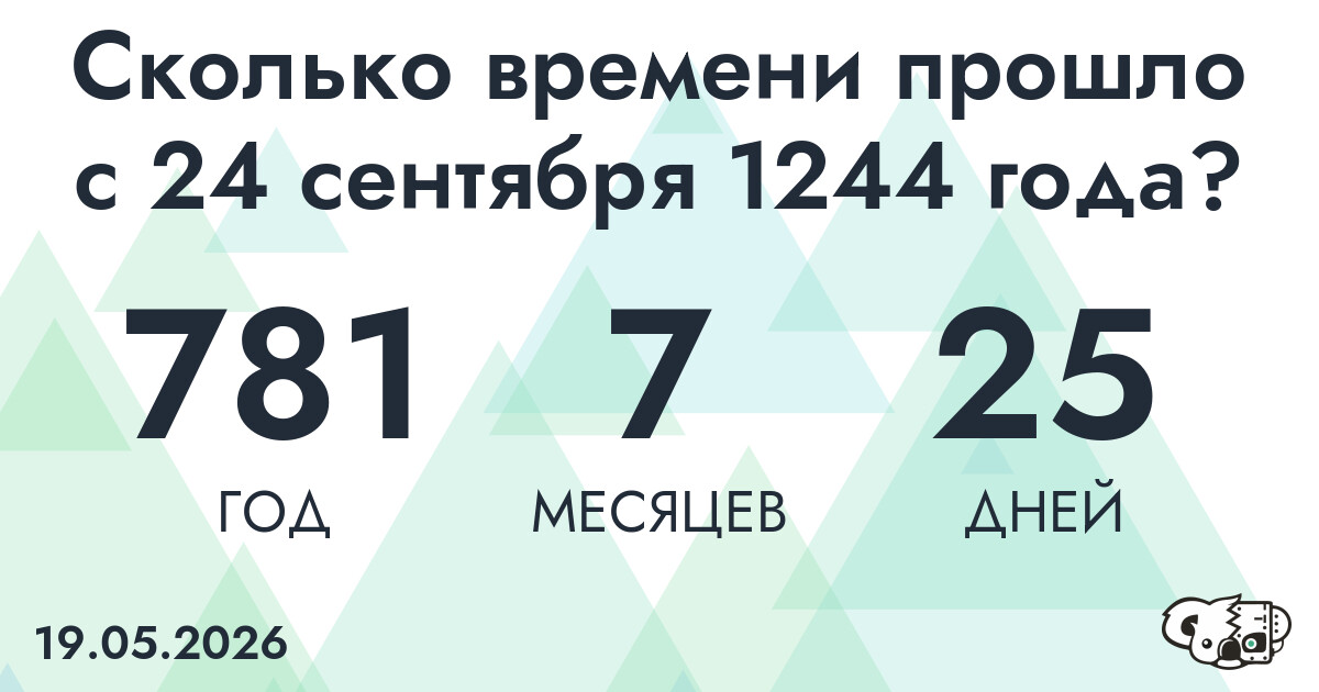 Сколько времени прошло с 24 сентября 1244 года