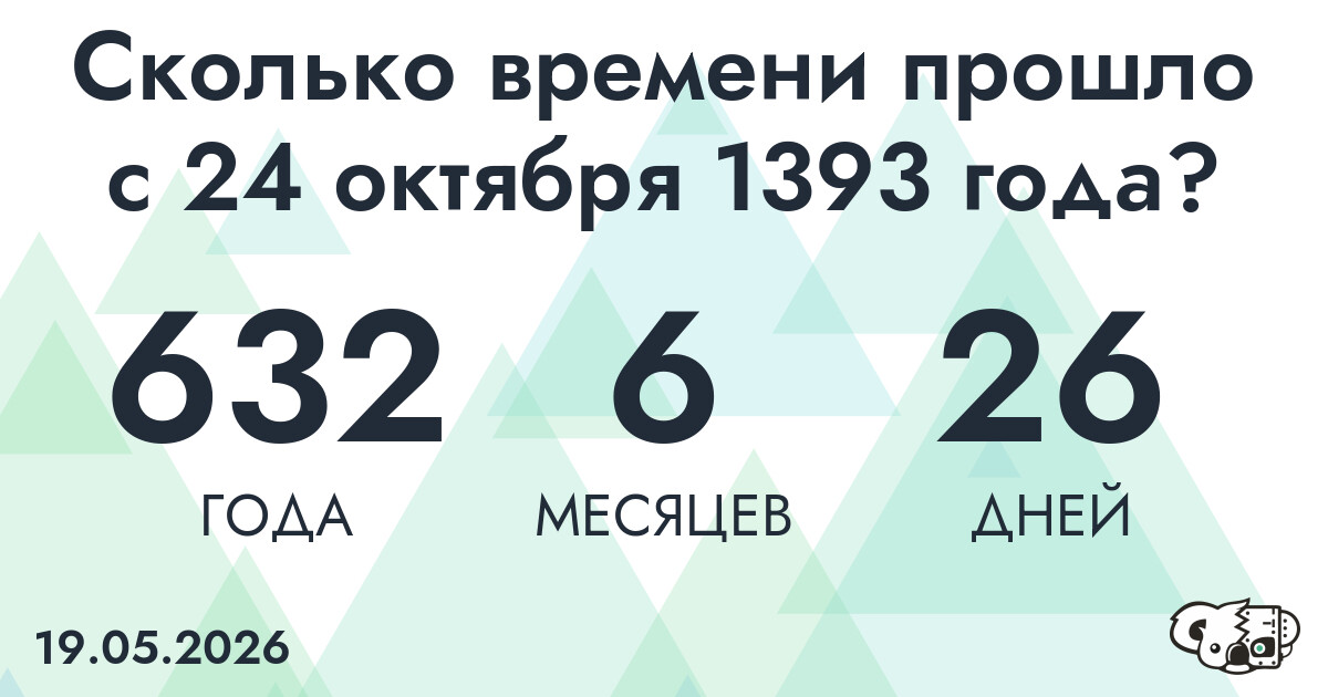 Сколько времени прошло с 24 октября 1393 года