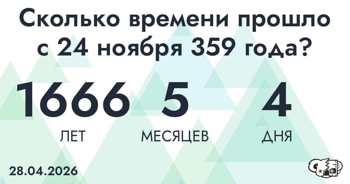 Сколько времени прошло с 24 ноября 359 года