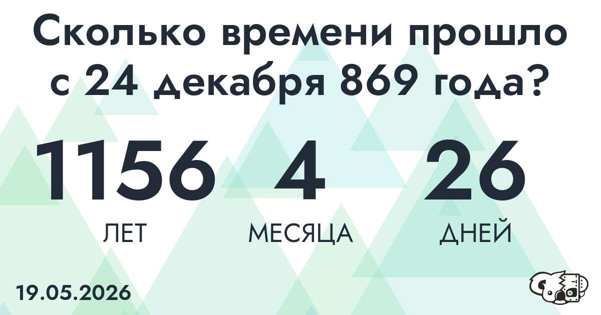 Сколько времени прошло с 24 декабря 869 года