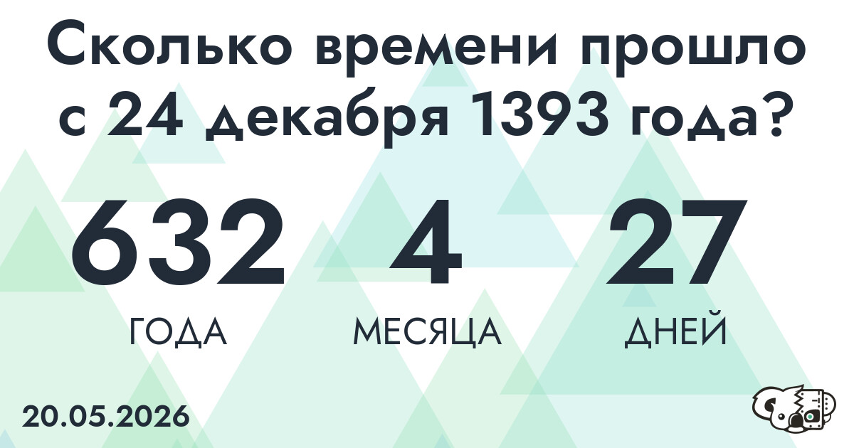 Сколько времени прошло с 24 декабря 1393 года