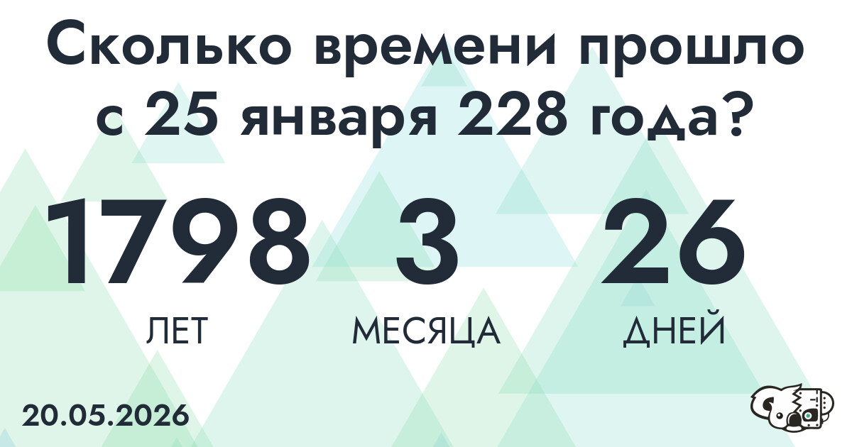 Сколько времени прошло с 25 января 228 года
