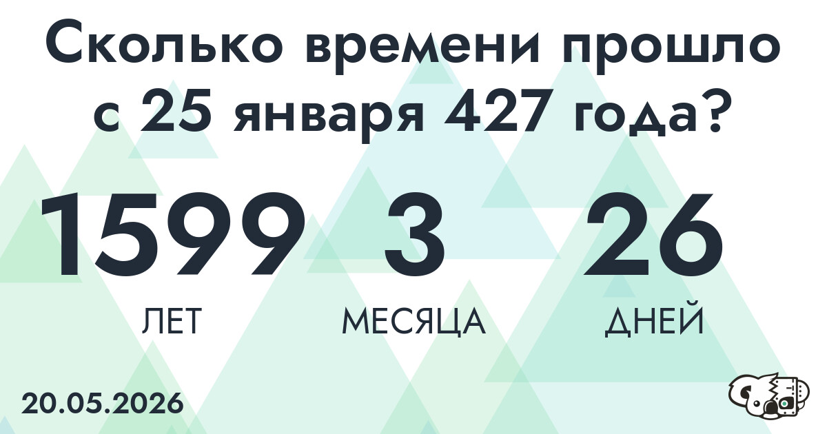 Сколько времени прошло с 25 января 427 года