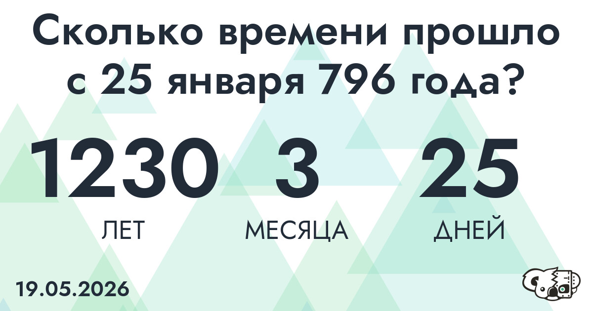 Сколько времени прошло с 25 января 796 года