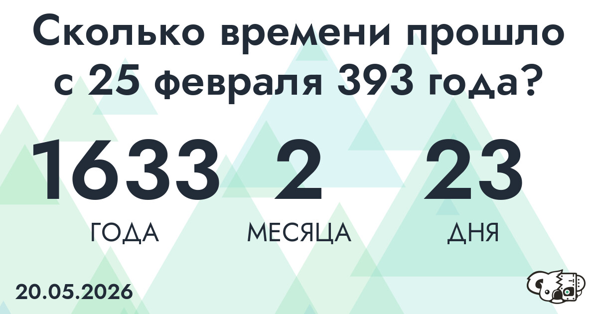 Сколько времени прошло с 25 февраля 393 года