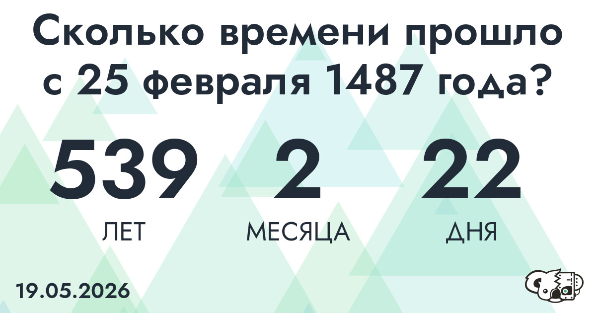 Сколько времени прошло с 25 февраля 1487 года