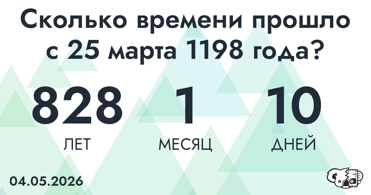 Сколько времени прошло с 25 марта 1198 года
