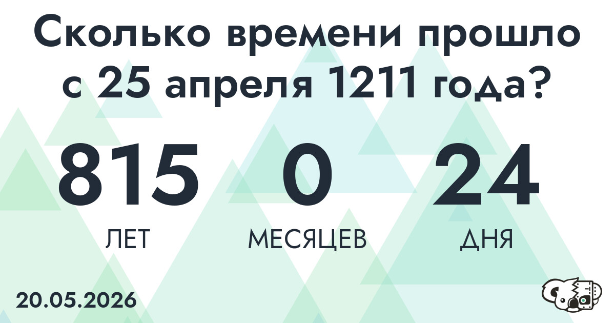 Сколько времени прошло с 25 апреля 1211 года