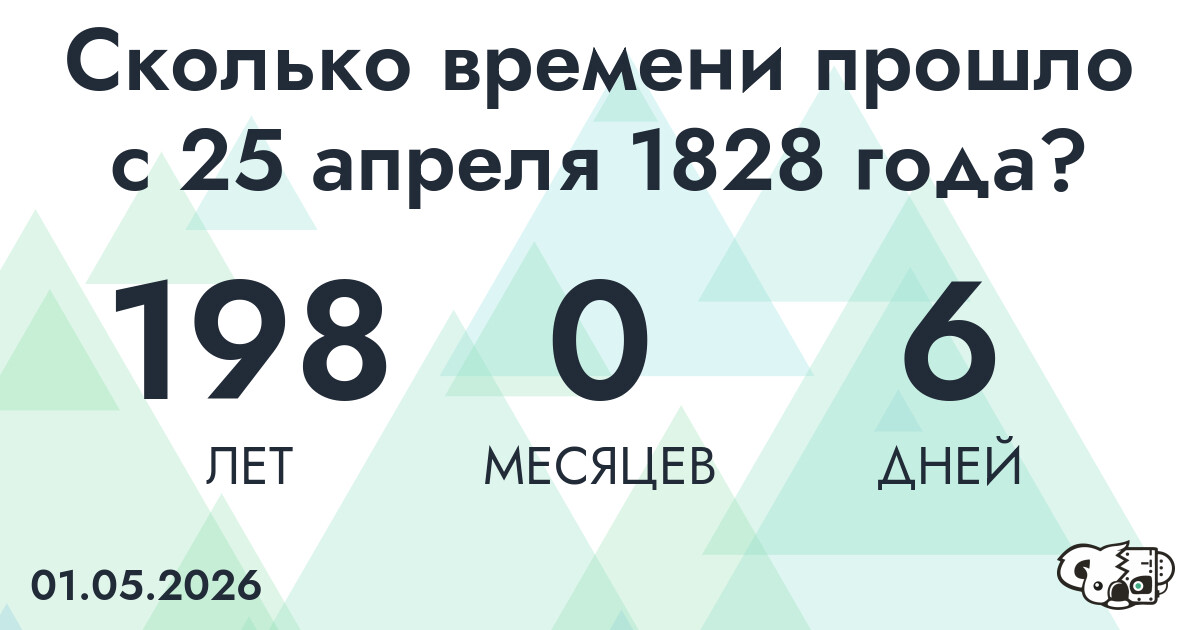 Сколько времени прошло с 25 апреля 1828 года