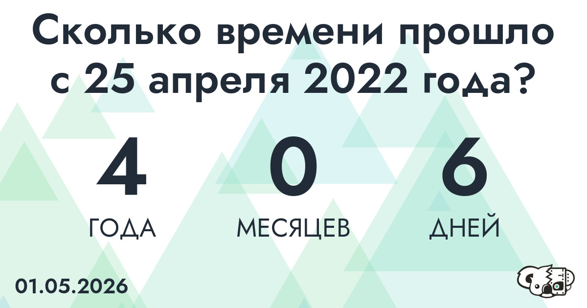 Сколько времени прошло с 25 апреля 2022 года