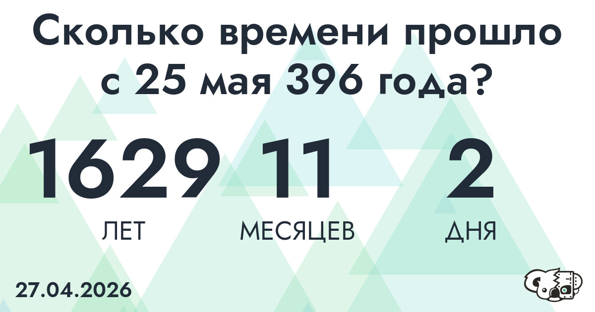 Сколько времени прошло с 25 мая 396 года