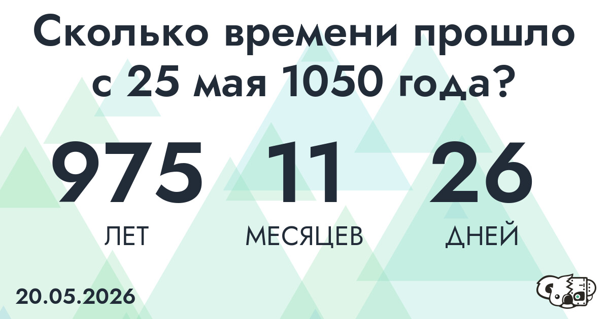 Сколько времени прошло с 25 мая 1050 года