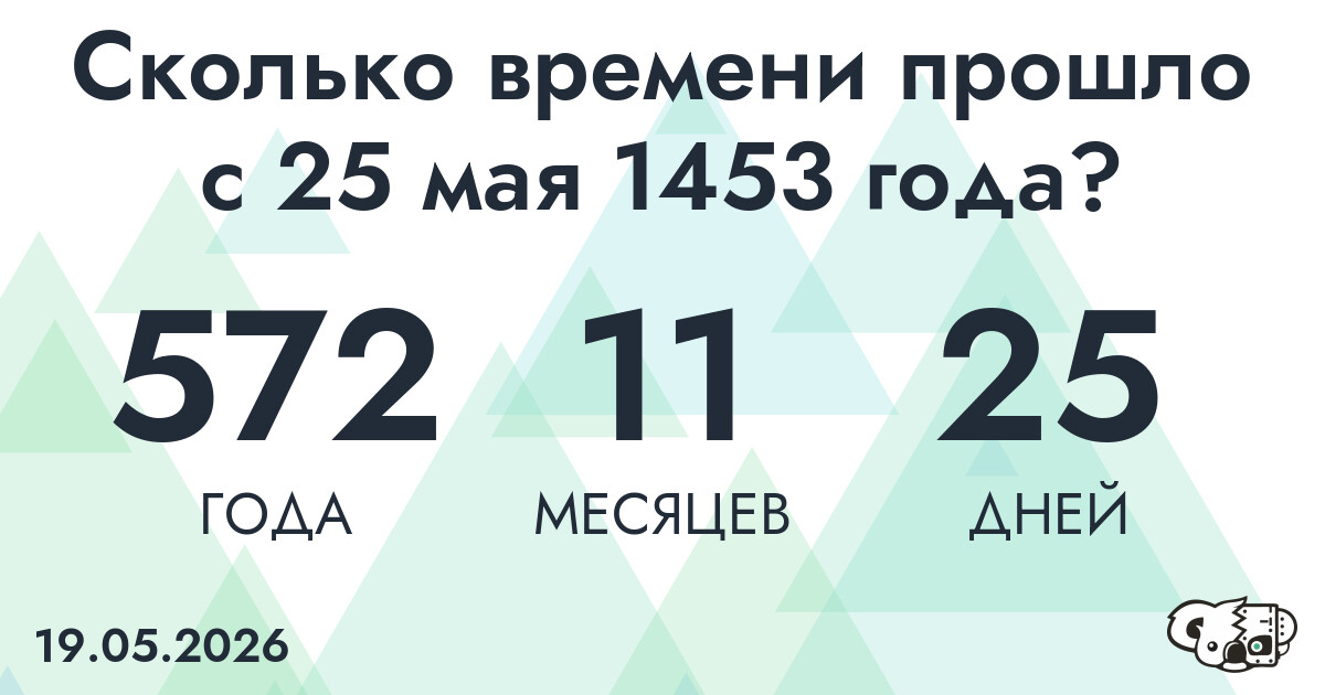 Сколько времени прошло с 25 мая 1453 года