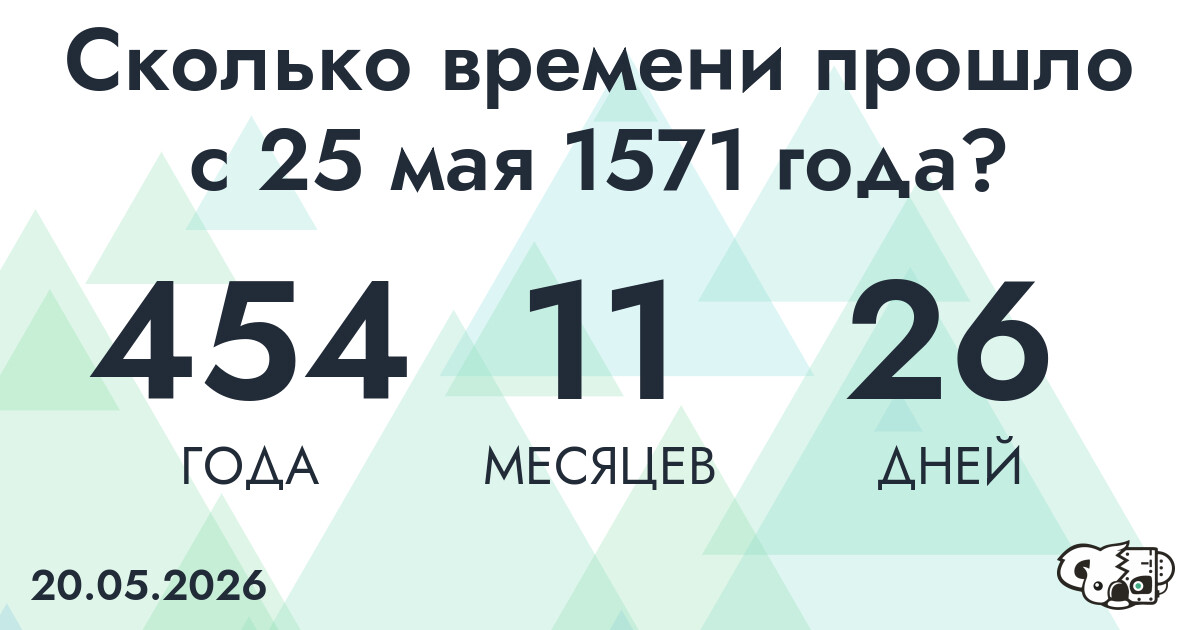 Сколько времени прошло с 25 мая 1571 года