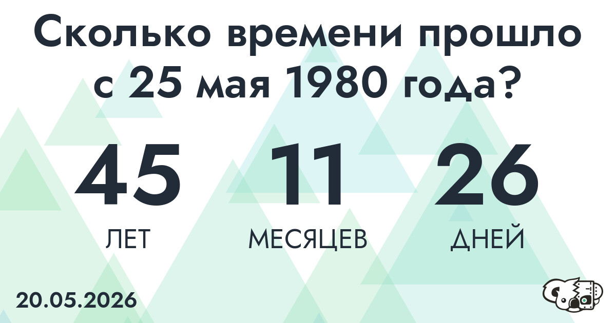 Сколько времени прошло с 25 мая 1980 года