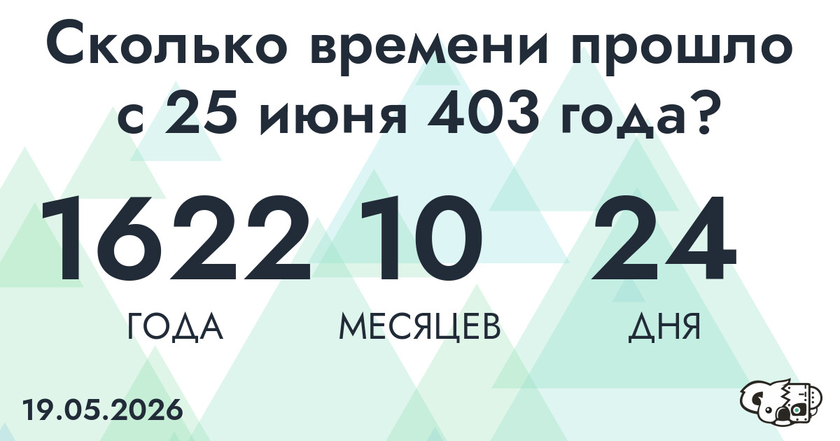 Сколько времени прошло с 25 июня 403 года