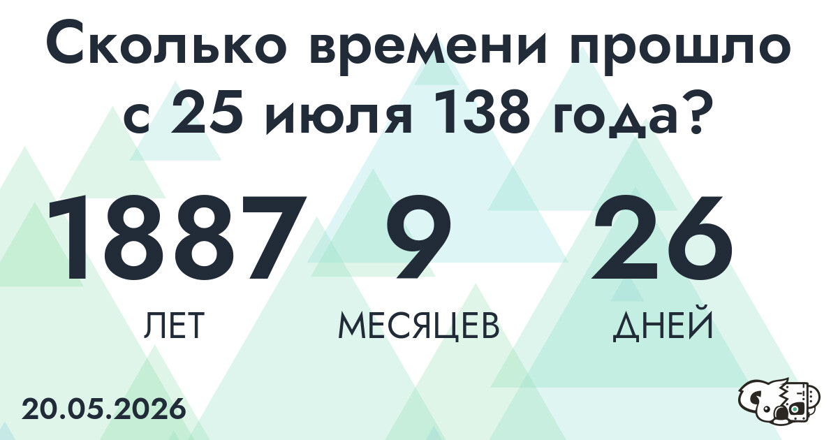 Сколько времени прошло с 25 июля 138 года