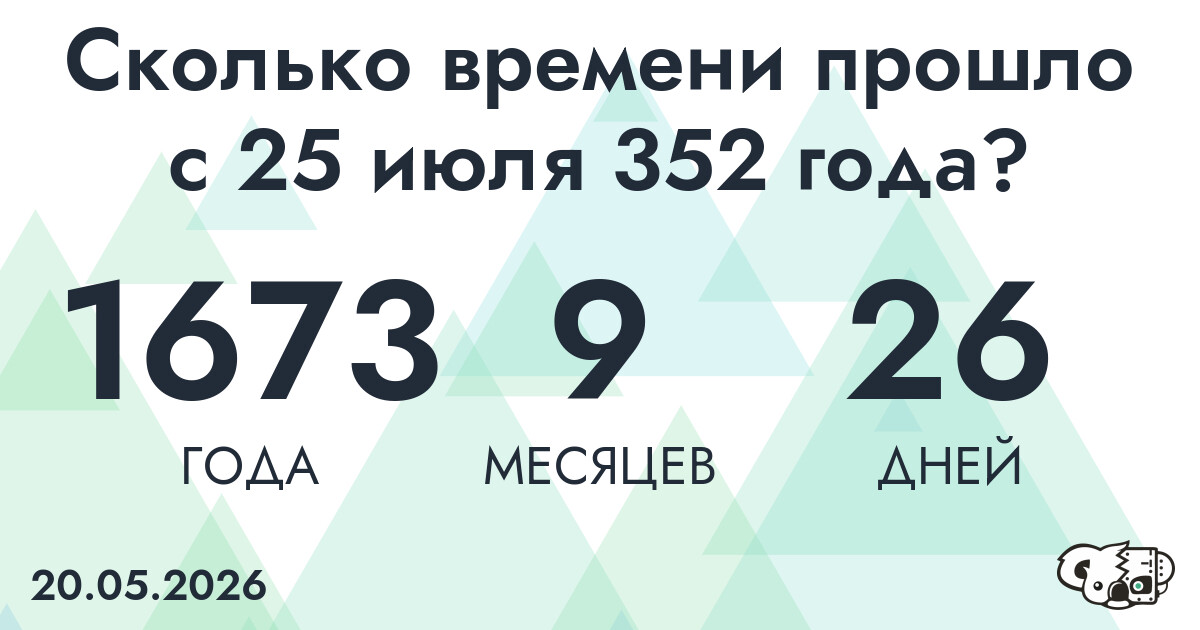 Сколько времени прошло с 25 июля 352 года