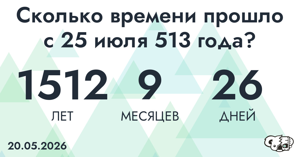 Сколько времени прошло с 25 июля 513 года