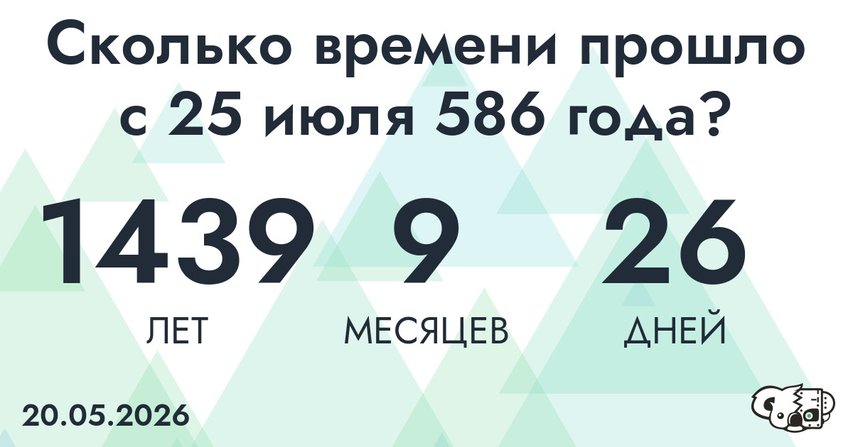 Сколько времени прошло с 25 июля 586 года