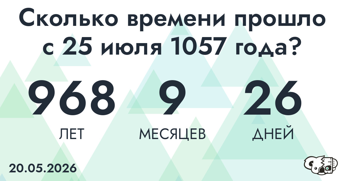 Сколько времени прошло с 25 июля 1057 года