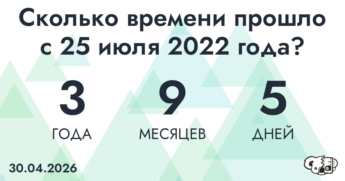Сколько времени прошло с 25 июля 2022 года