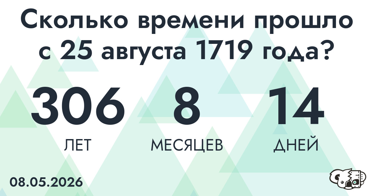 Сколько времени прошло с 25 августа 1719 года