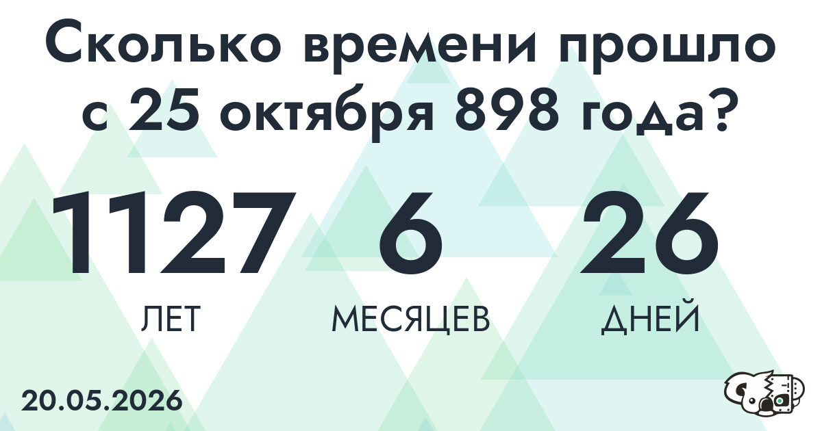 Сколько времени прошло с 25 октября 898 года