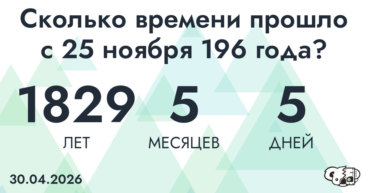 Сколько времени прошло с 25 ноября 196 года