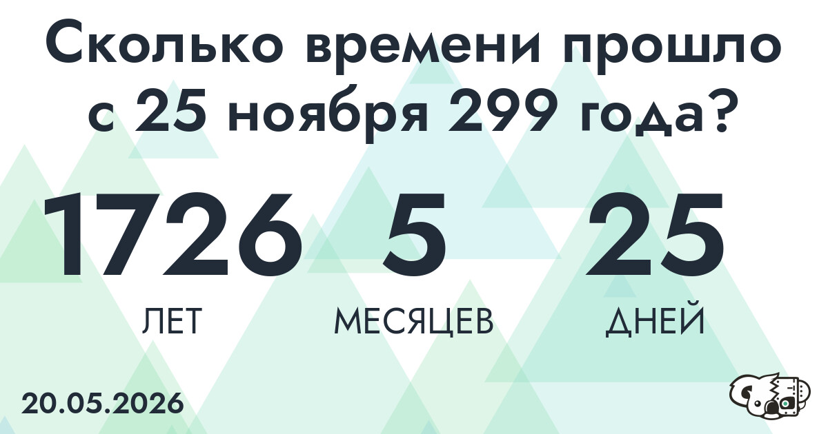 Сколько времени прошло с 25 ноября 299 года