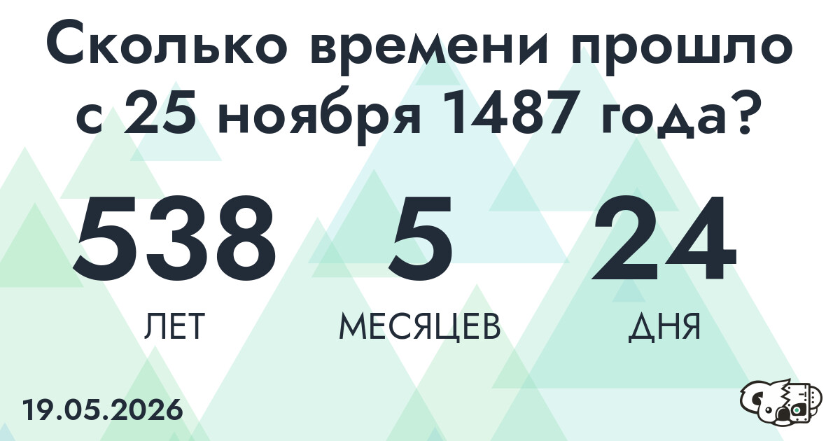 Сколько времени прошло с 25 ноября 1487 года