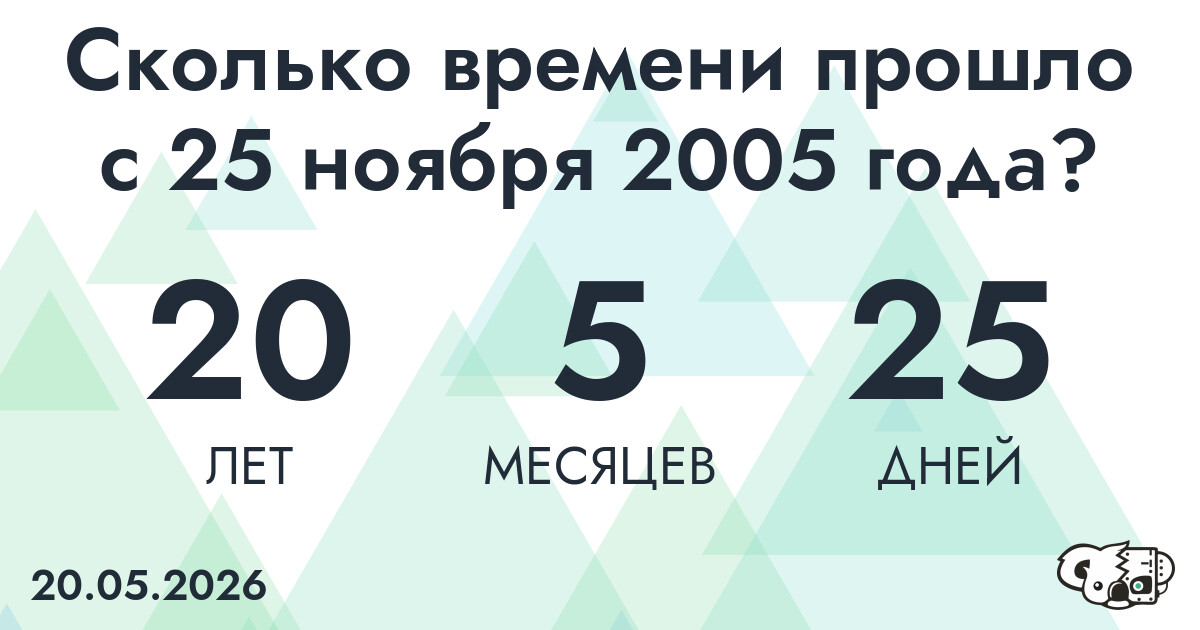 Сколько времени прошло с 25 ноября 2005 года